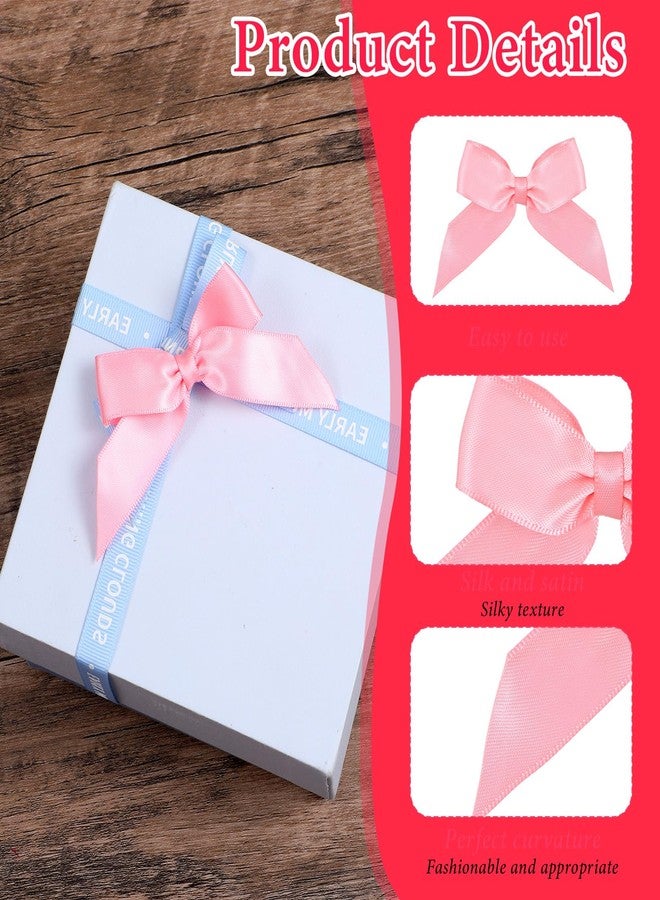 DOPENSPI 20Pcs Self-Adhesive Mini Bows, Pink Polyester Gift Wrap Bows Premade Craft Bowknot Non-Faded Satin Ribbon Bow Premade Tiny Bowknot for Crafts Wedding Birthday Party Bakery Decoration - Image 4